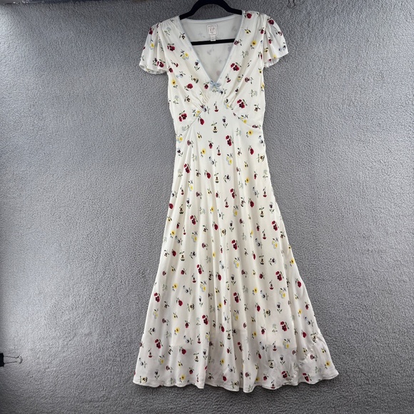 GAP x DÔEN Ivory Flora Flutter Sleeve Midi/Maxi Dress – Size 2 - Picture 4 of 16